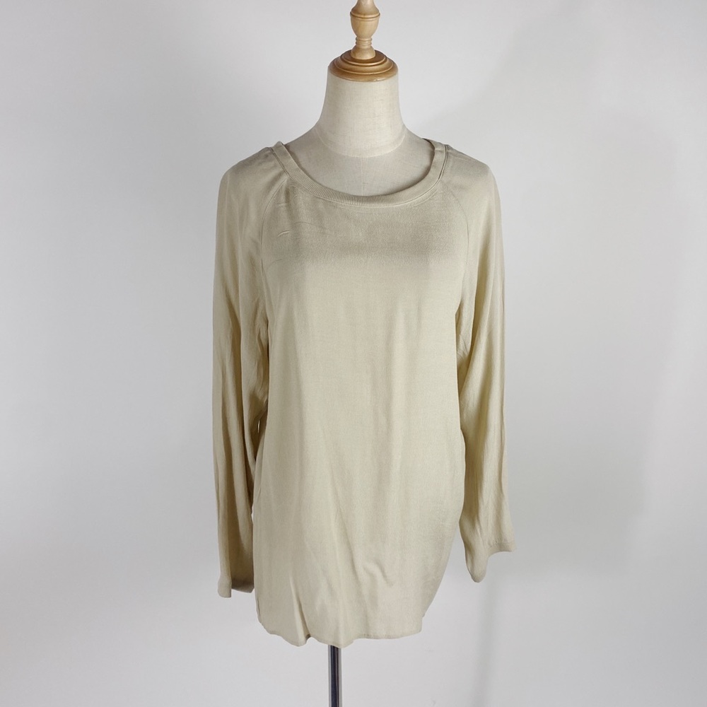 J. JILL Rayon Silky Crewneck Lightweight Top Tan Womens Medium